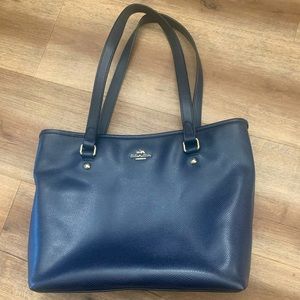 Coach Zip Top Tote in Crossgrain Leather, Navy